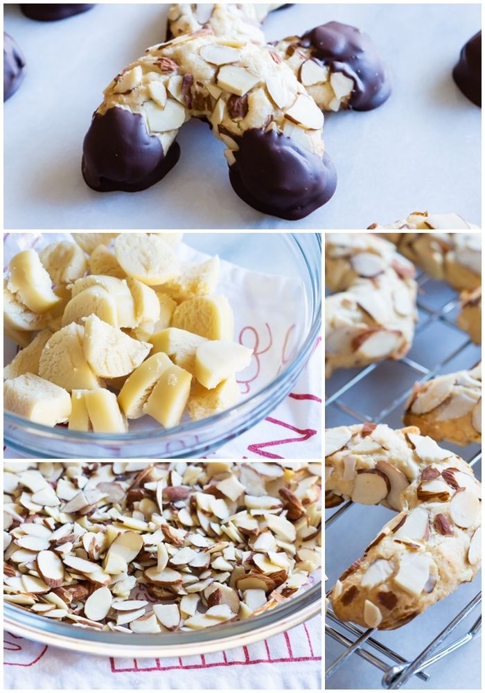 Mandelhoernchen ChocolateDipped Almond Horns Bake at 350°